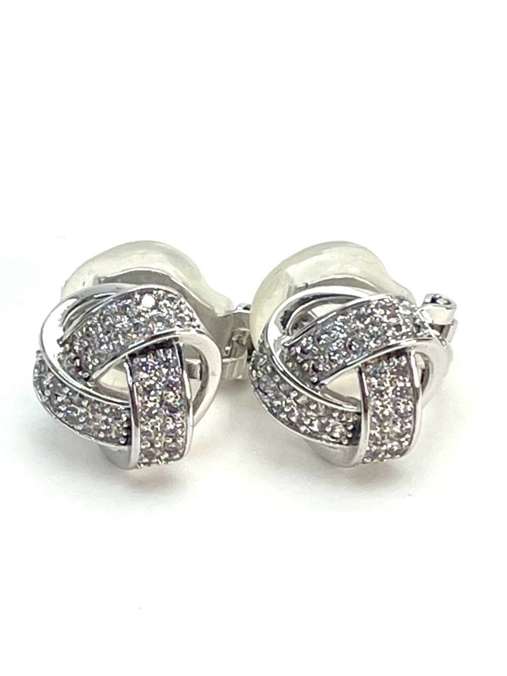 Crystal Knot Clip On Earrings